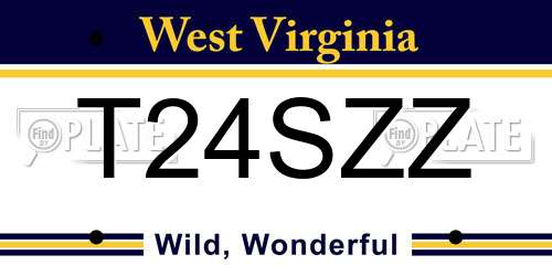 T24SZZ West Virginia License Plate