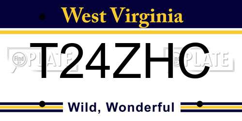 T24ZHC West Virginia License Plate