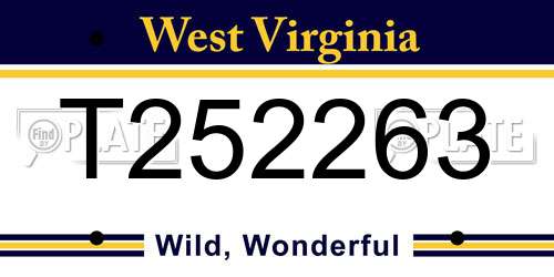 T252263 West Virginia License Plate