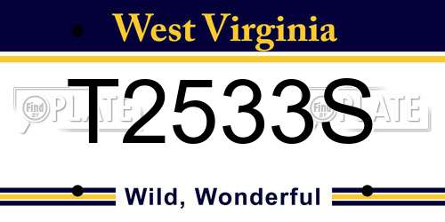 T2533S West Virginia License Plate