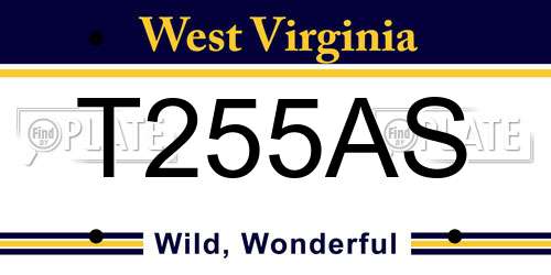 T255AS West Virginia License Plate