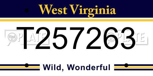T257263 West Virginia License Plate