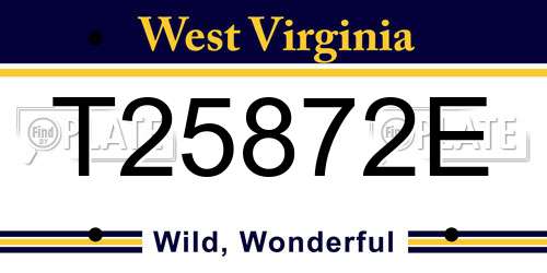 T25872E West Virginia License Plate