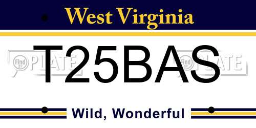 T25BAS West Virginia License Plate