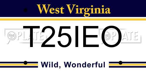 T25IEO West Virginia License Plate