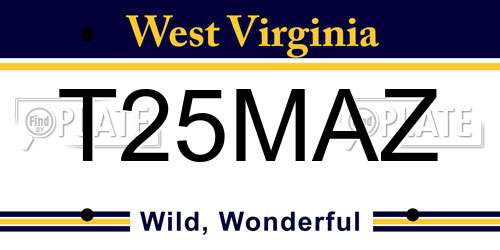 T25MAZ West Virginia License Plate
