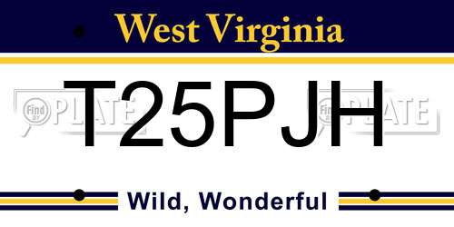 T25PJH West Virginia License Plate