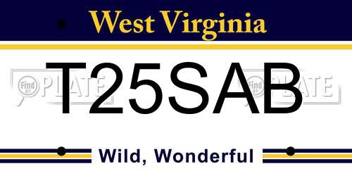 T25SAB West Virginia License Plate