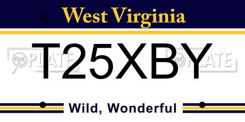 T25XBY West Virginia License Plate