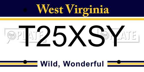 T25XSY West Virginia License Plate