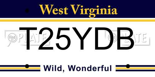 T25YDB West Virginia License Plate
