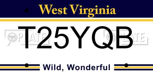 T25YQB West Virginia License Plate