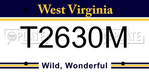 T2630M West Virginia License Plate