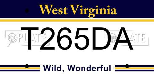 T265DA West Virginia License Plate