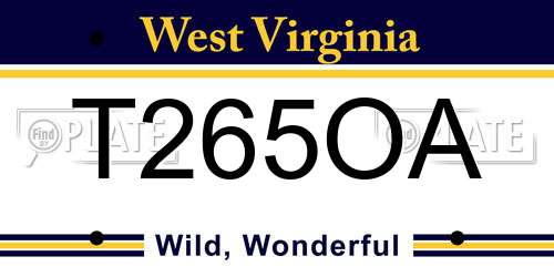 T265OA West Virginia License Plate