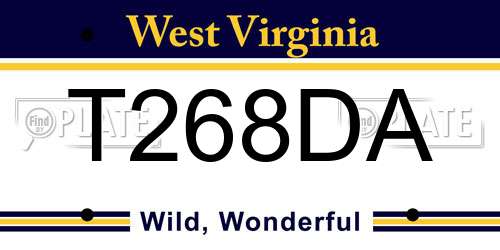 T268DA West Virginia License Plate