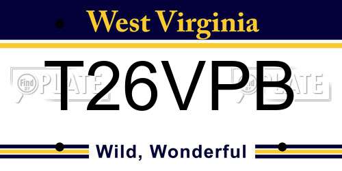 T26VPB West Virginia License Plate