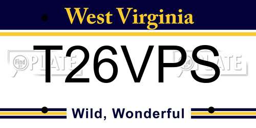 T26VPS West Virginia License Plate