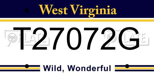 T27072G West Virginia License Plate