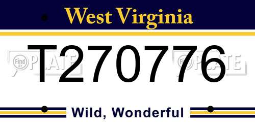 T270776 West Virginia License Plate