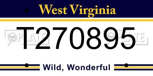 T270895 West Virginia License Plate
