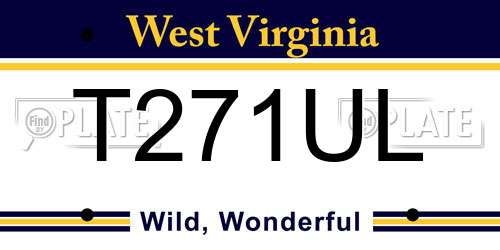 T271UL West Virginia License Plate