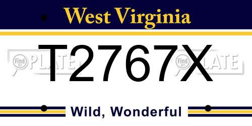 T2767X West Virginia License Plate