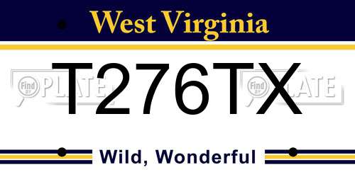 T276TX West Virginia License Plate
