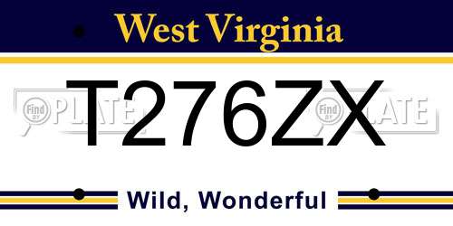 T276ZX West Virginia License Plate