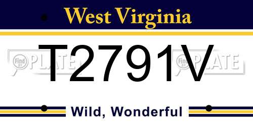 T2791V West Virginia License Plate