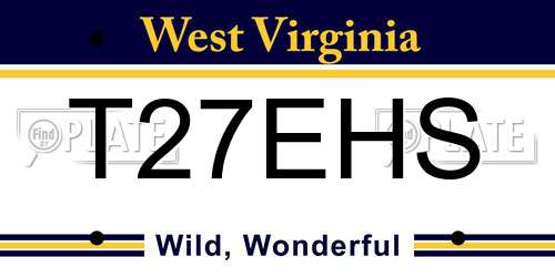 T27EHS West Virginia License Plate