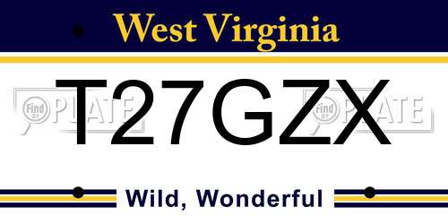 T27GZX West Virginia License Plate