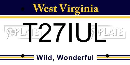 T27IUL West Virginia License Plate