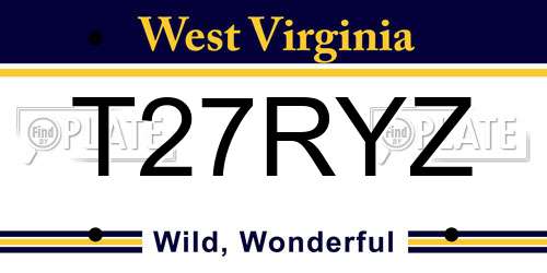 T27RYZ West Virginia License Plate