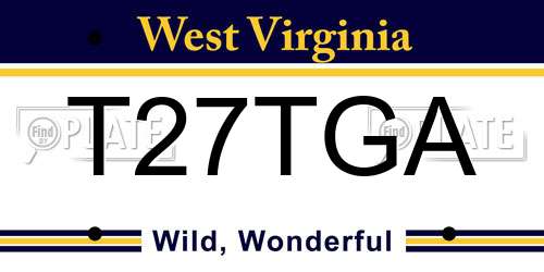 T27TGA West Virginia License Plate