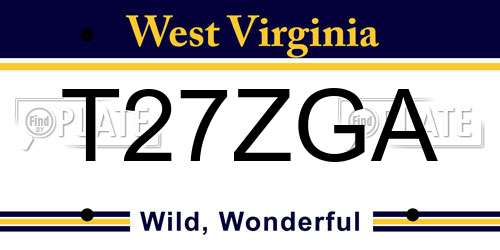 T27ZGA West Virginia License Plate