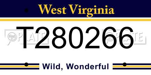 T280266 West Virginia License Plate