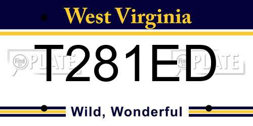 T281ED West Virginia License Plate