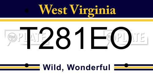 T281EO West Virginia License Plate
