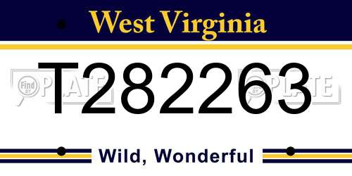 T282263 West Virginia License Plate