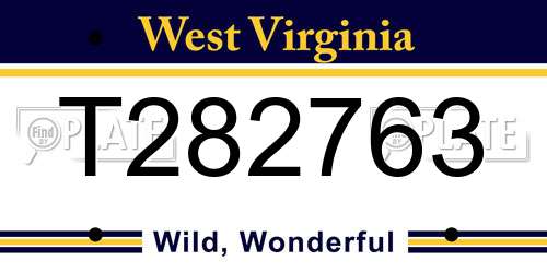 T282763 West Virginia License Plate