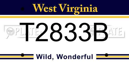 T2833B West Virginia License Plate