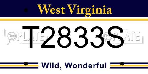 T2833S West Virginia License Plate