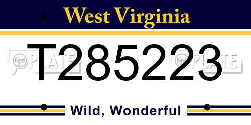 T285223 West Virginia License Plate