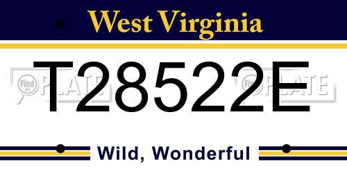 T28522E West Virginia License Plate