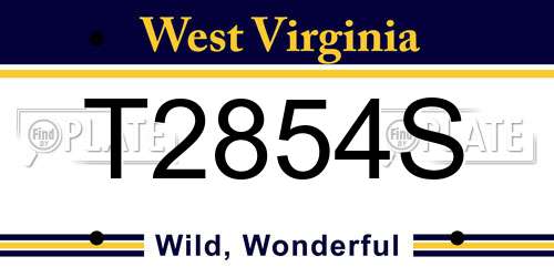 T2854S West Virginia License Plate