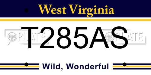 T285AS West Virginia License Plate