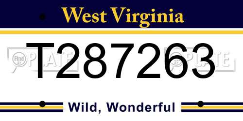 T287263 West Virginia License Plate