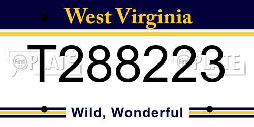 T288223 West Virginia License Plate