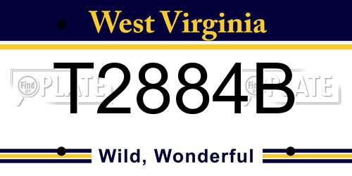 T2884B West Virginia License Plate